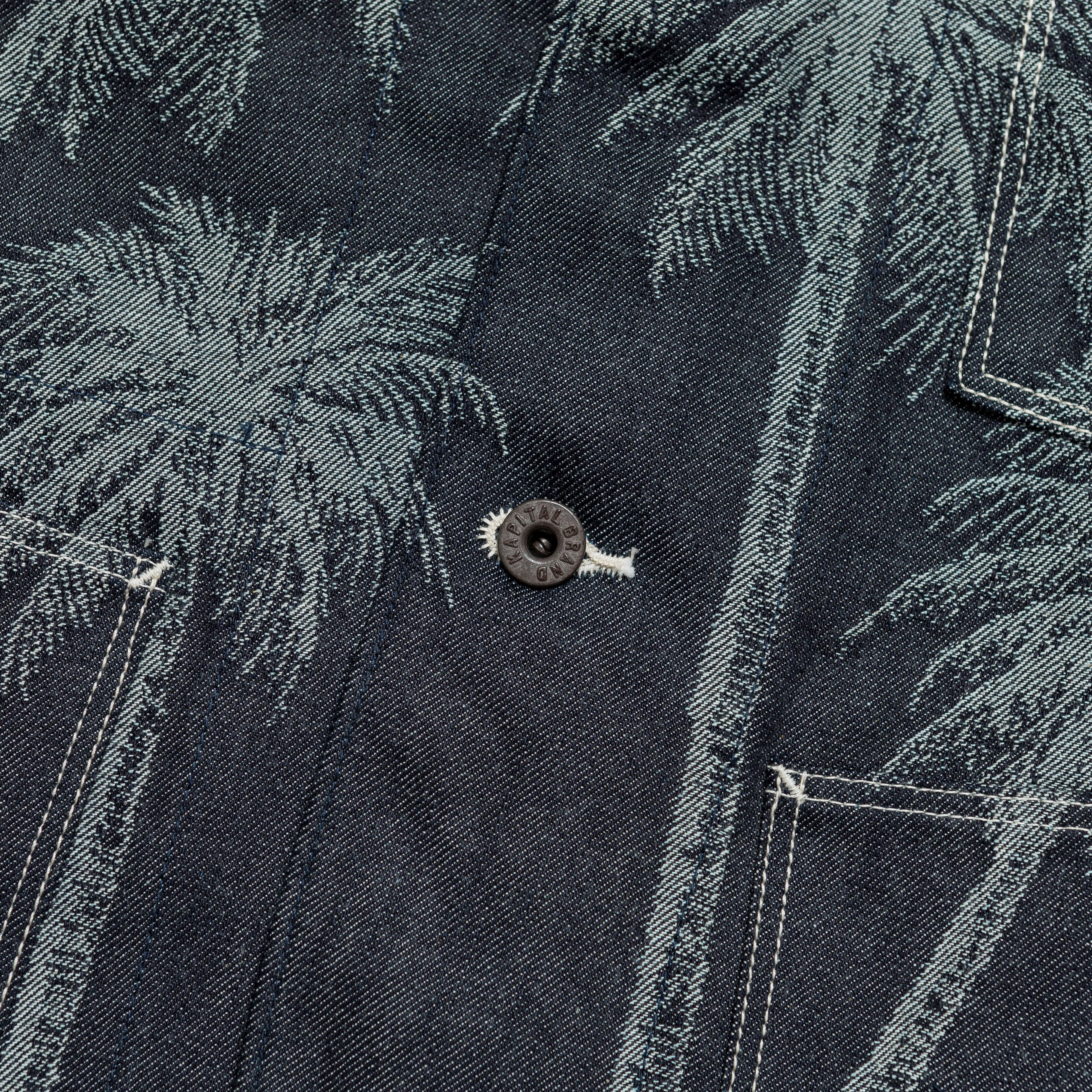 12oz PALM TREE Jacquard Denim CACTUS Coverall - Indigo