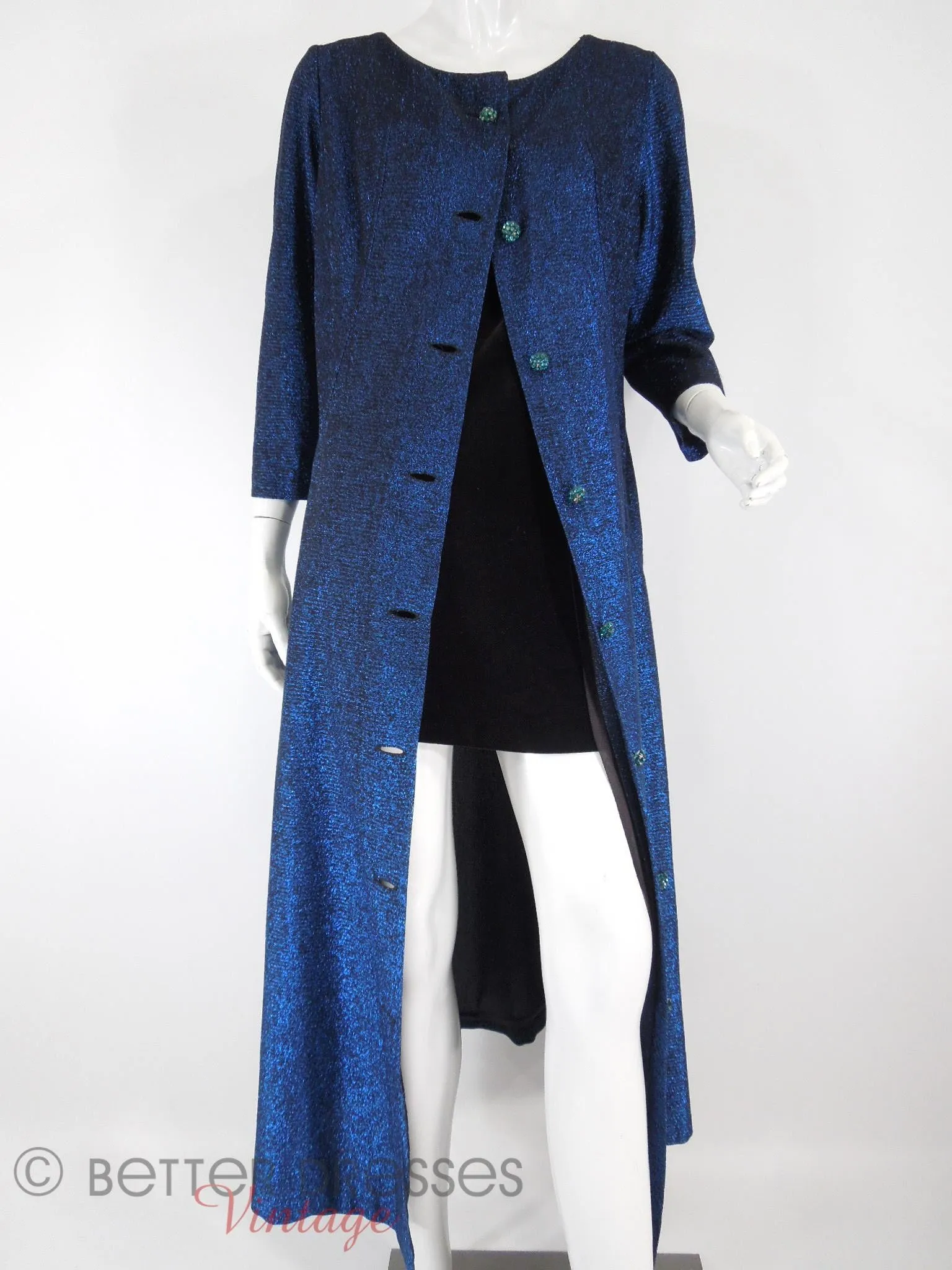 60s Maxan Duster Coat in Sparkly Blue - med, lg