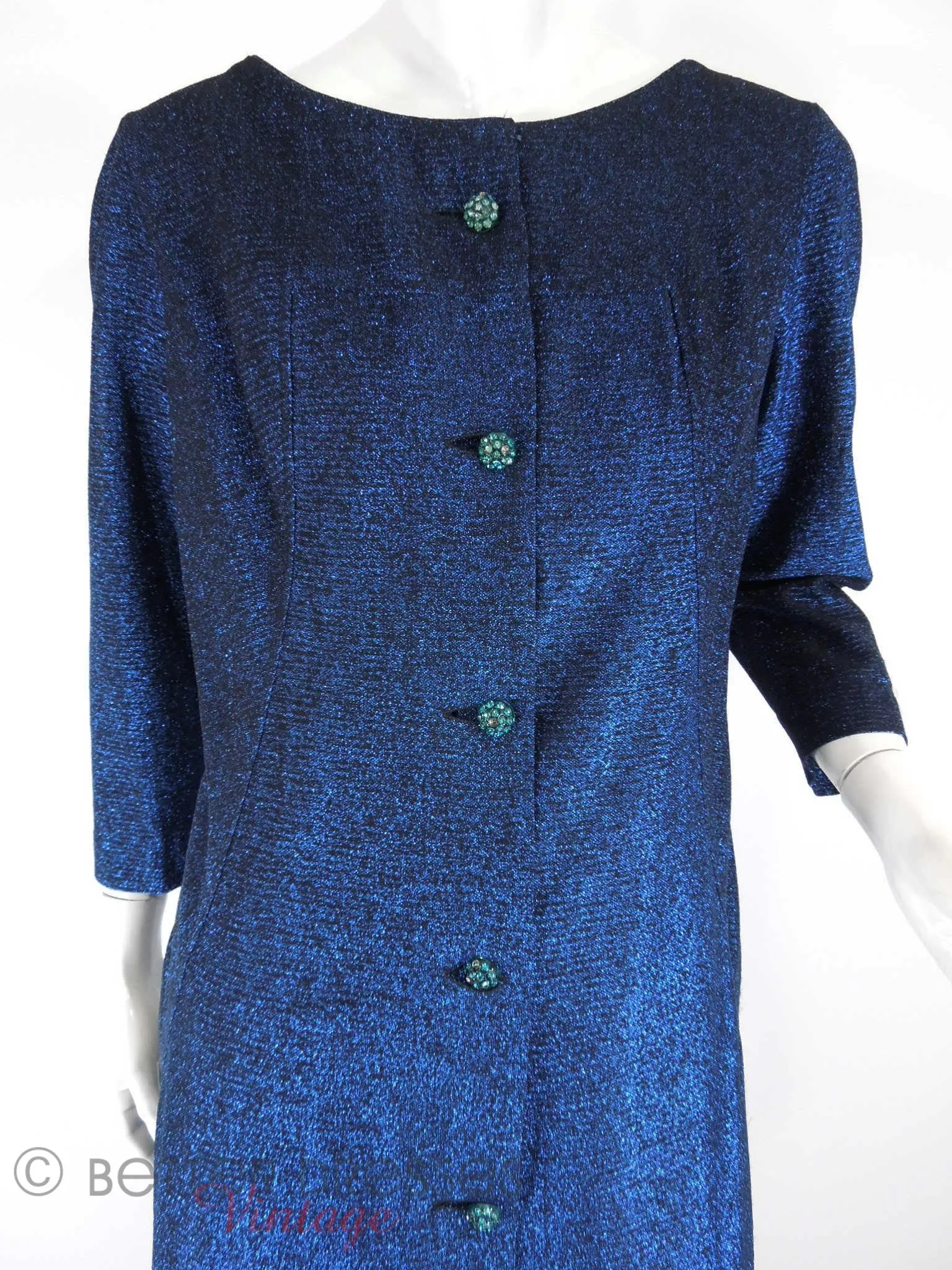 60s Maxan Duster Coat in Sparkly Blue - med, lg