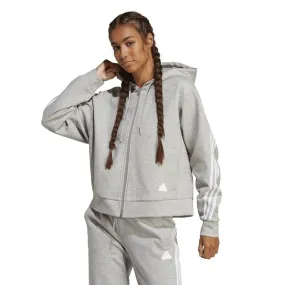 Adidas Womens Future Icons 3-Stripes Full-Zip Grey Athletic Jacket – Stylish and Versatile Outerwear for Active Lifestyle