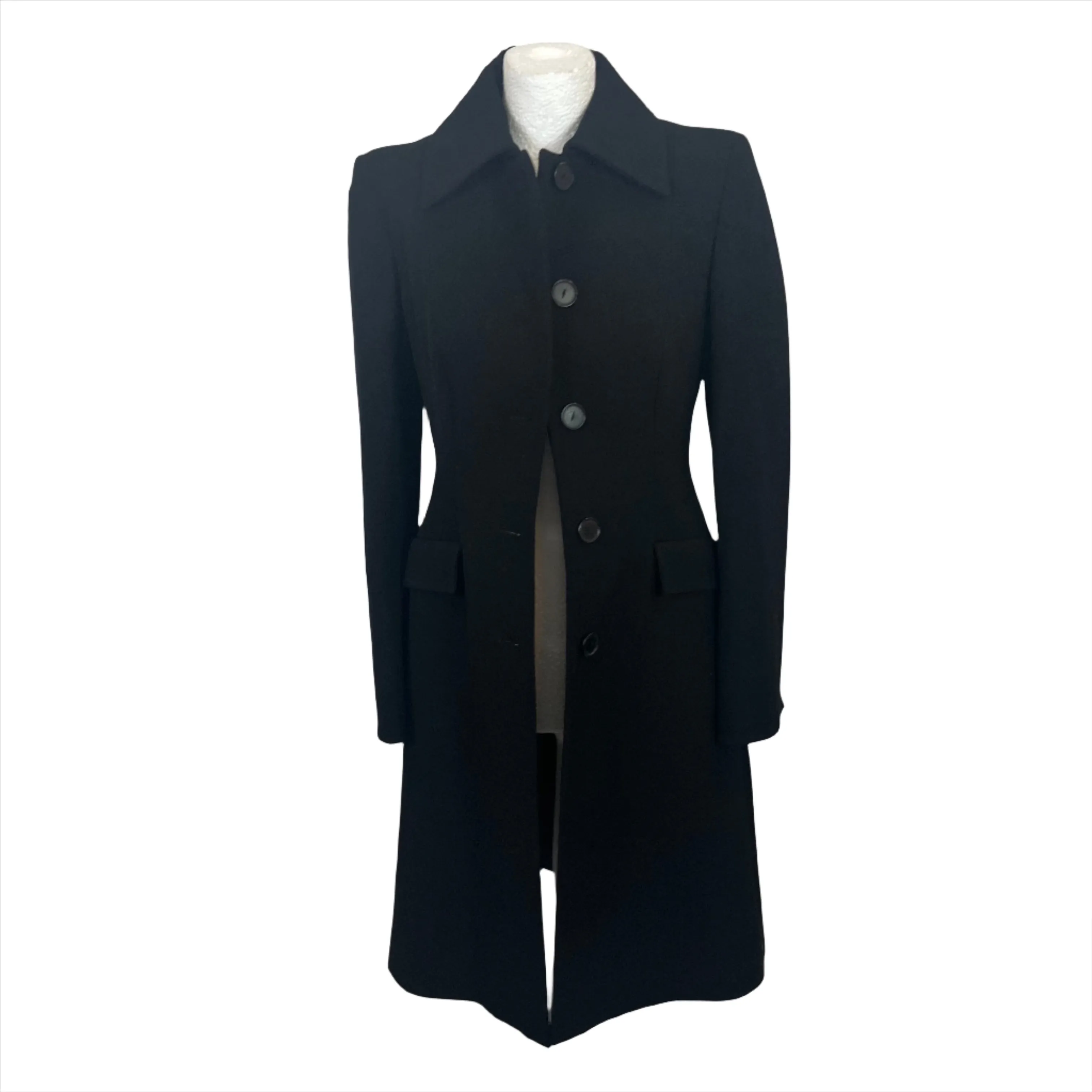 Alberta Ferretti Elegant Black Wool Blend Maxi Coat - Size S