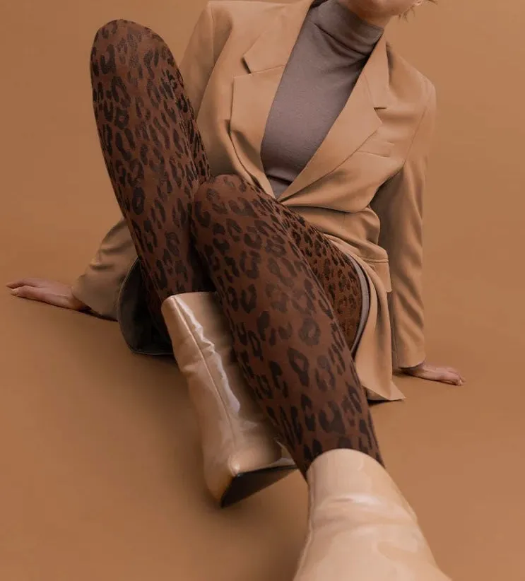 Animal Print Design Tights  Opaque Pantyhose