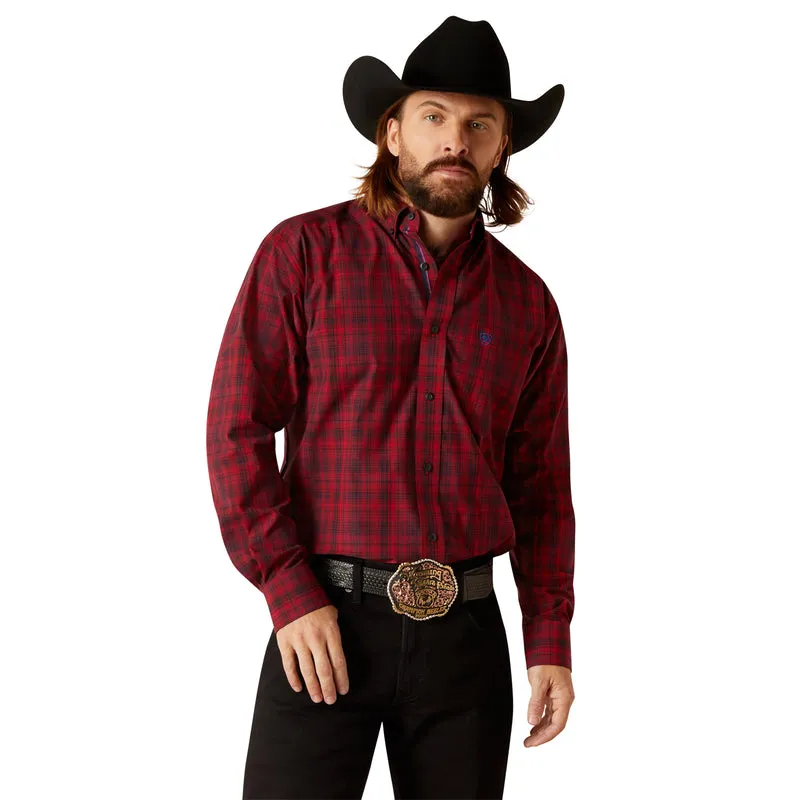 Ariat Mens Pro Series Paxton Button Down Shirt - Weg Red, Perfect for Casual and Western Wear