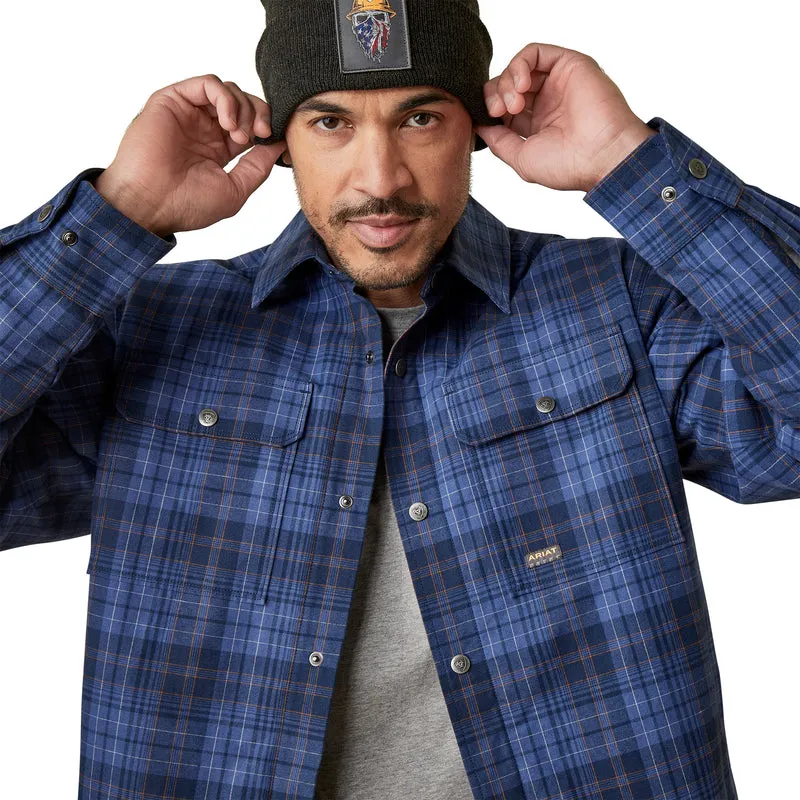 'Ariat' Men's Rebar Flannel Insulated Shirt Jacket - Coastal Blue Plaid