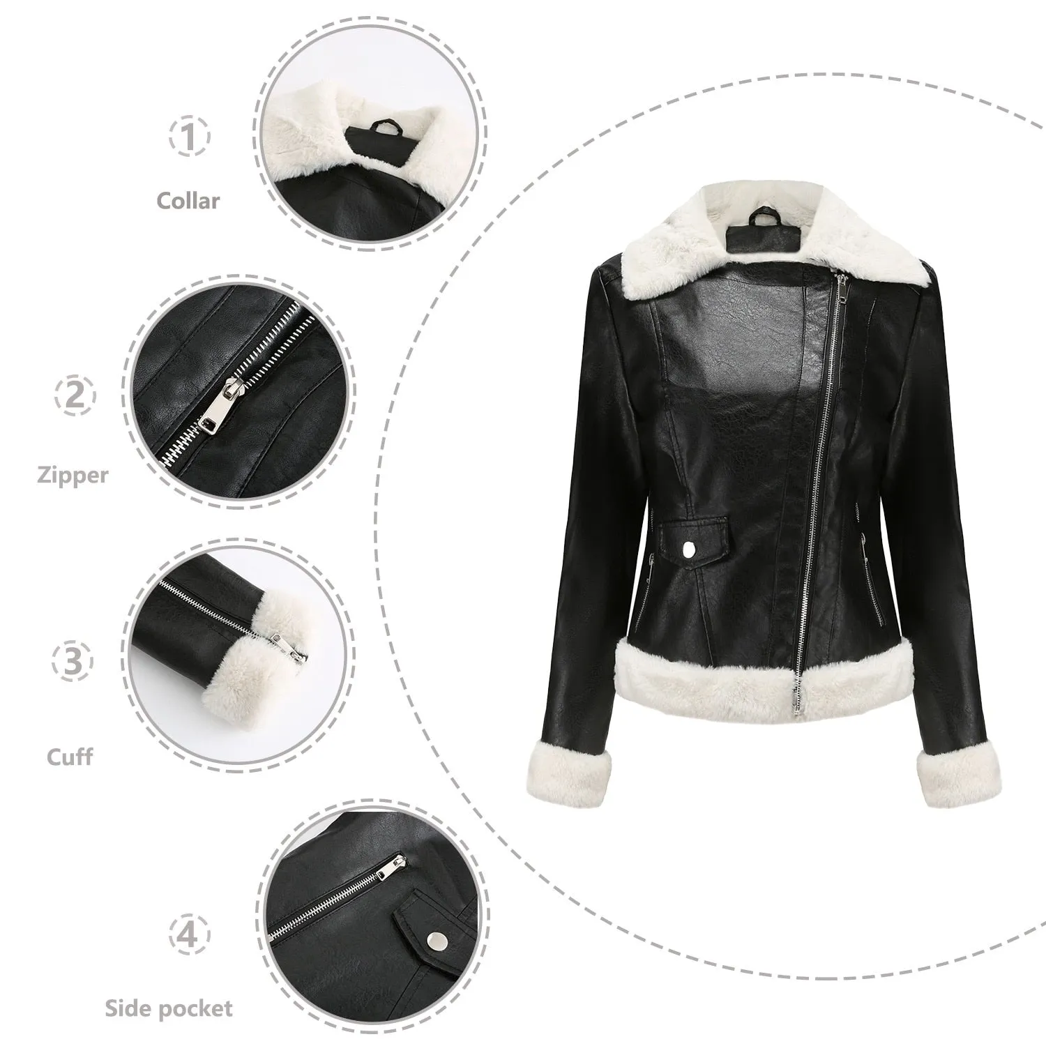 Ashore Shop 2023 Autumn And Winter New Plush Leather Clothing Women's European Size Warm Long Sleeve Lapel Coat Commuter Casual Trend Jacket