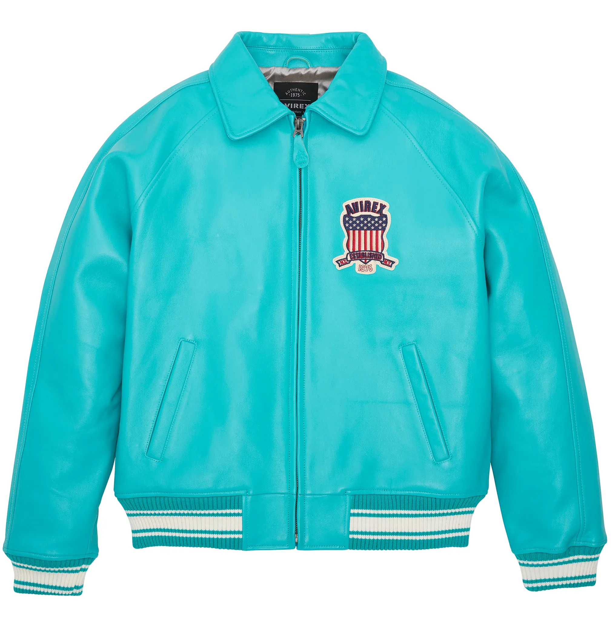 AVIREX ICON LEATHER JACKET TURQUOISE