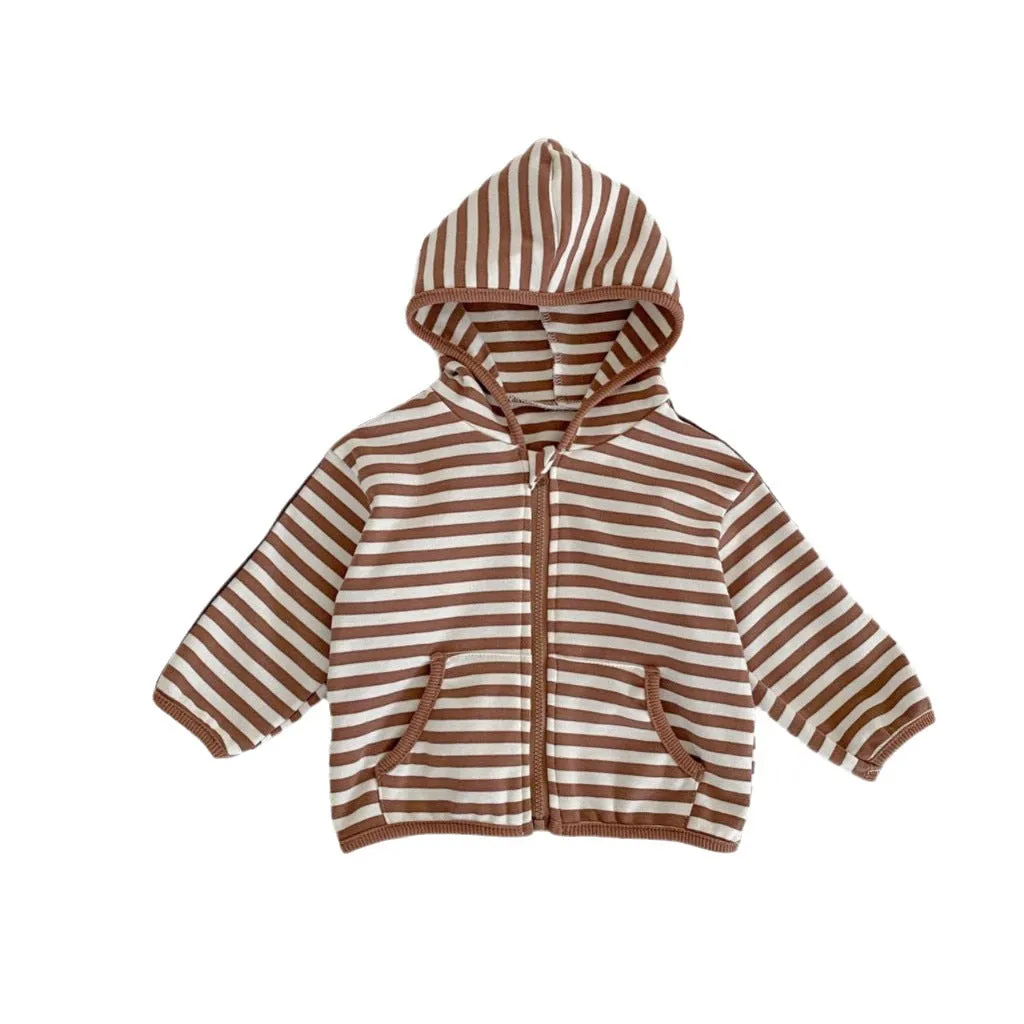 Baby Kid Girls Boys Solid Color Striped Jackets Outwears Wholesale 23113072