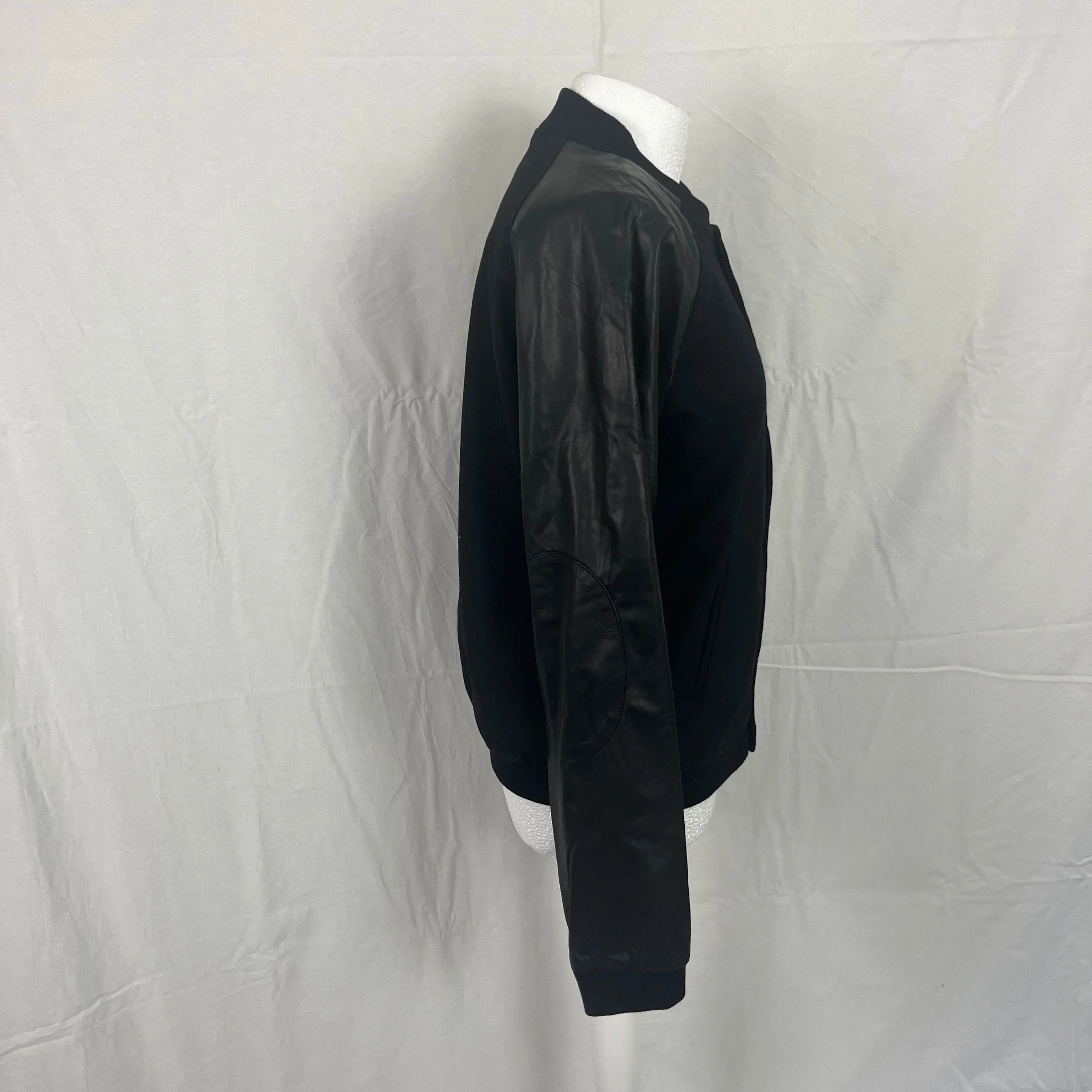 Band Of Outsiders Brand New Black Leather & Wool Varsity Jacket S