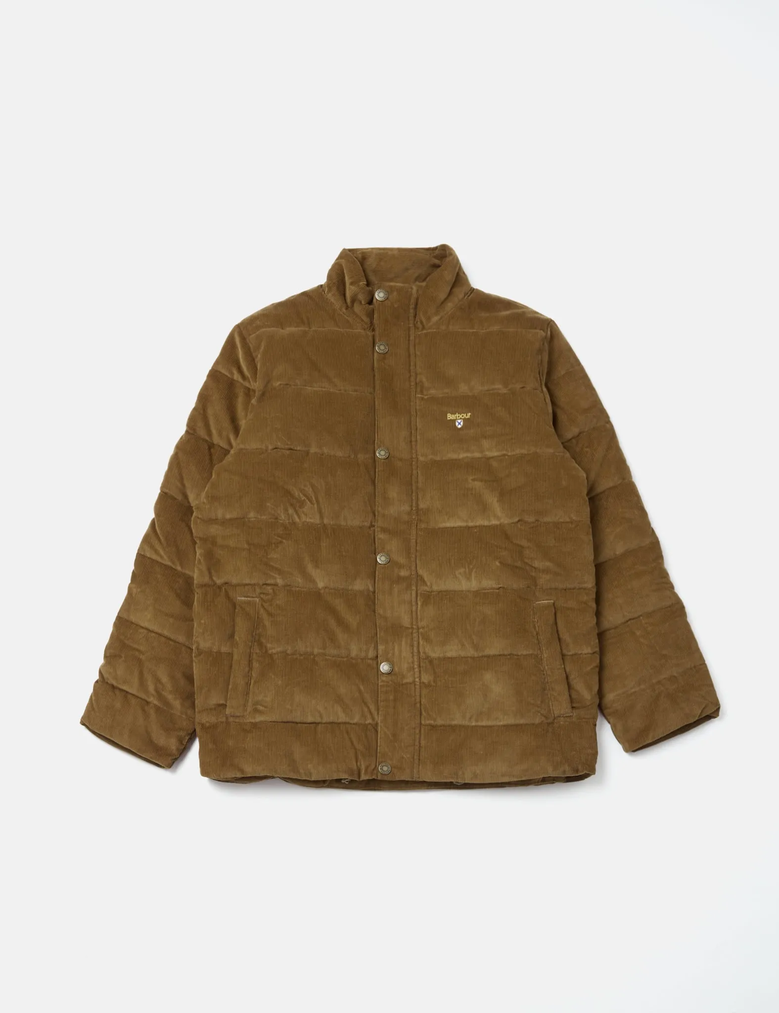 Barbour Crested Baffle Quilt Coat (Cord) - Beige/Ivy Tartan