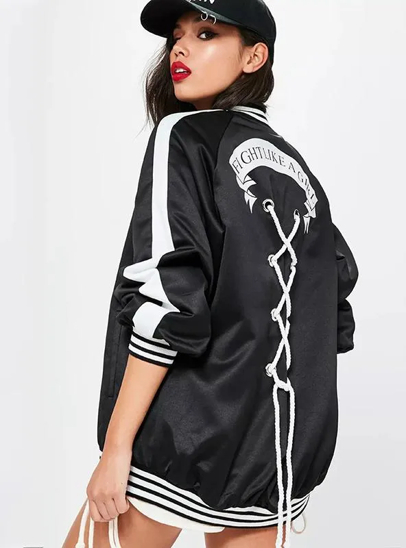 BASEBALL JACKET BLACK WHITE COLOR BLOCK