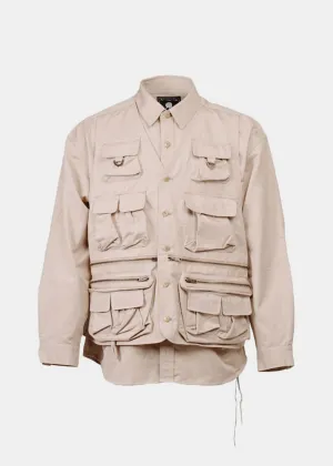 Beige Multi Pockets Shirt Jacket