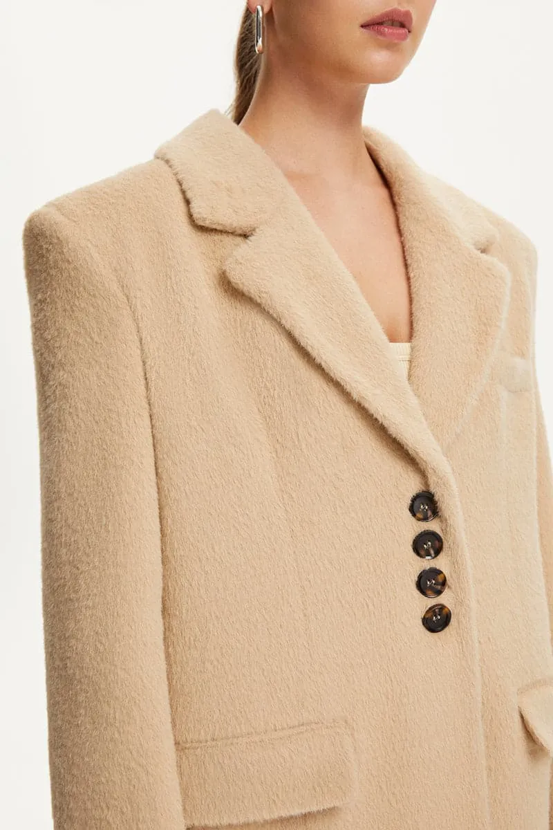 BEIGE WOOL BLEND BLAZER