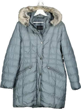 betty barclay Grey Quilted Puffer Jacket With Faux Fur Trimmed Hood BNWT UK 16