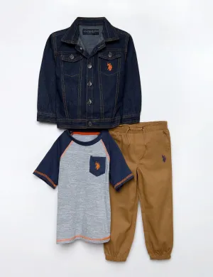 BOYS 3 PIECE SET - JACKET, TEE & JOGGERS