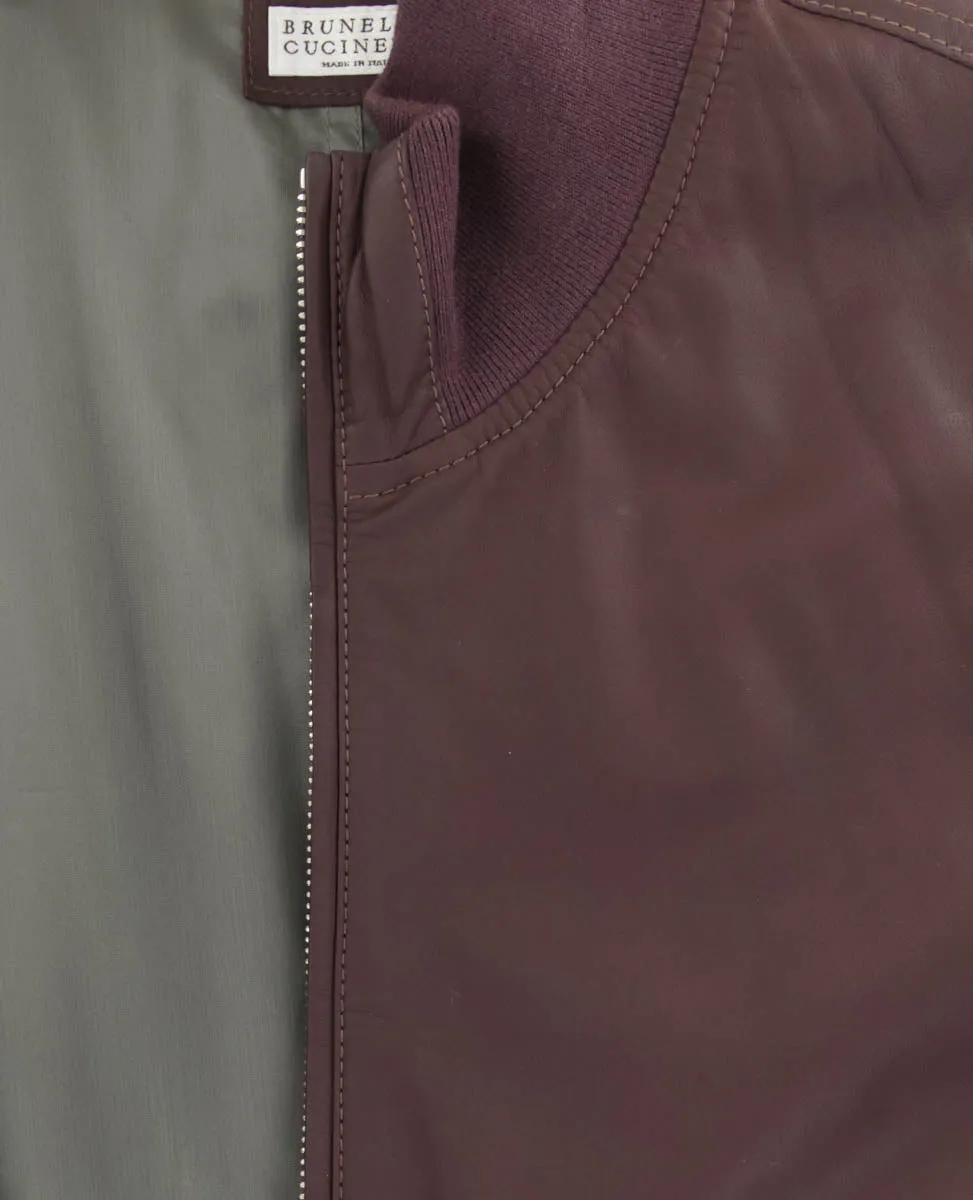 Brunello Cucinelli Burgundy Red Bomber Jacket