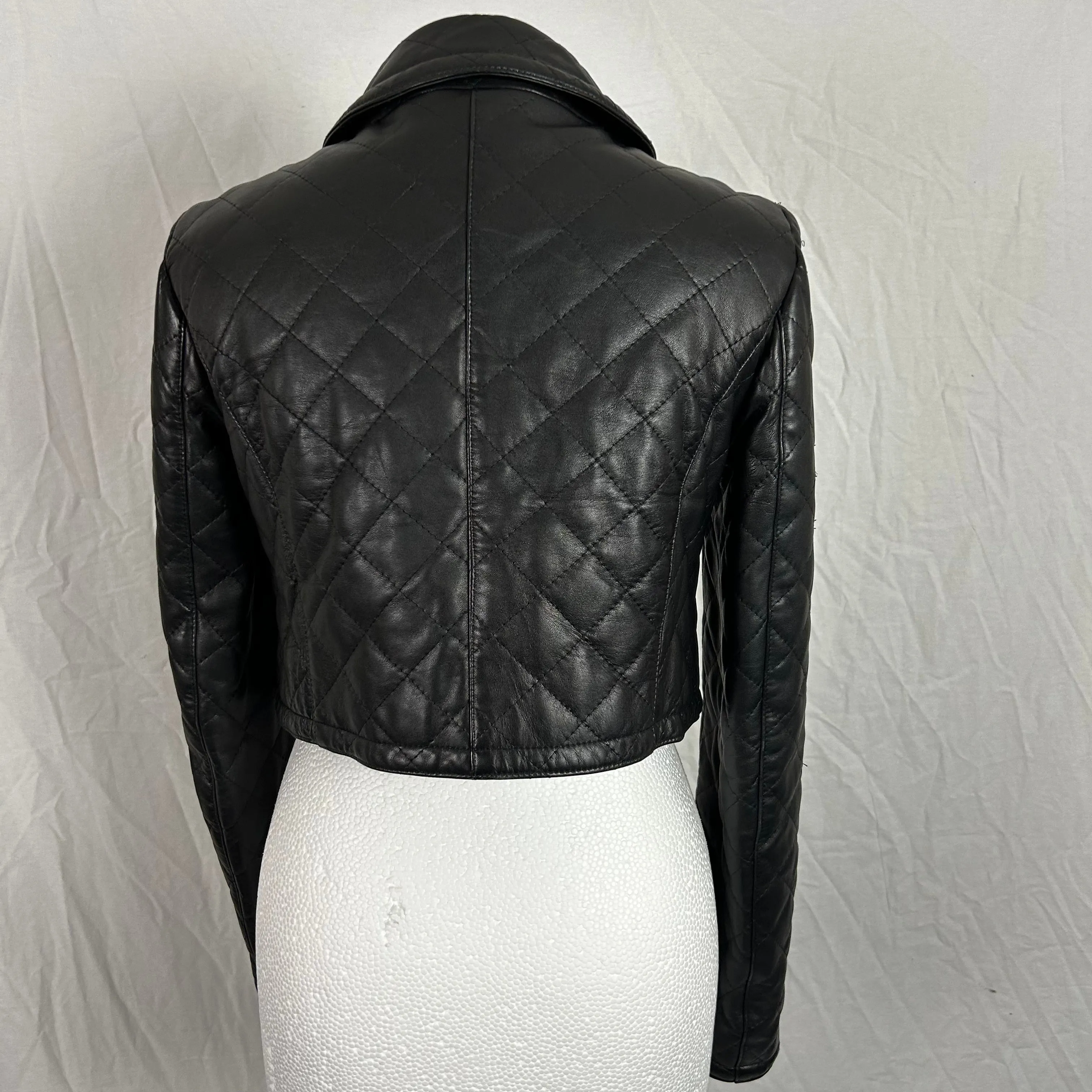 Burberry Black Quilted Lambskin Crop Jacket XXS/XS