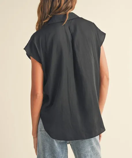 Button Down Top - Black