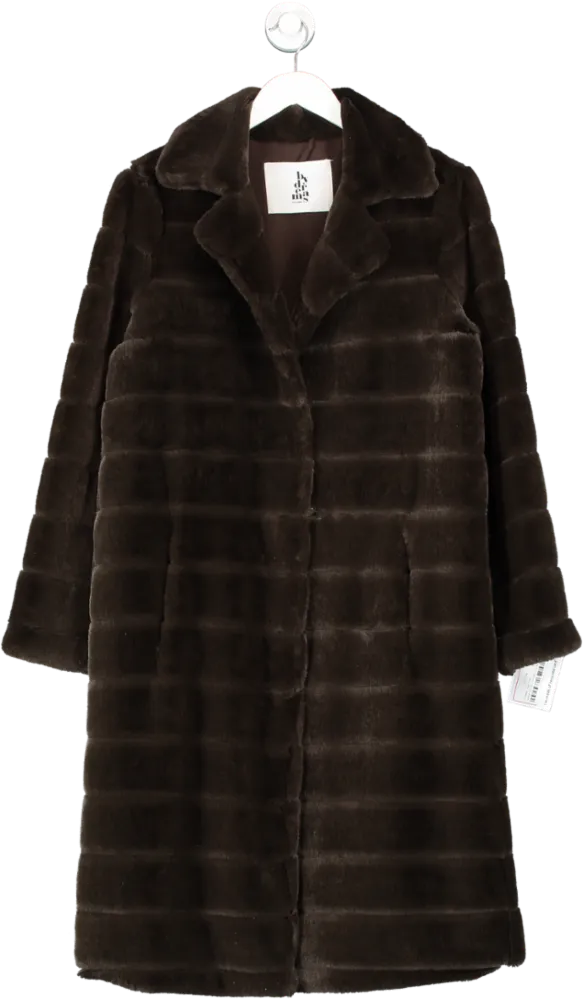 By Dreams Brown Faux Fur Coat UK M