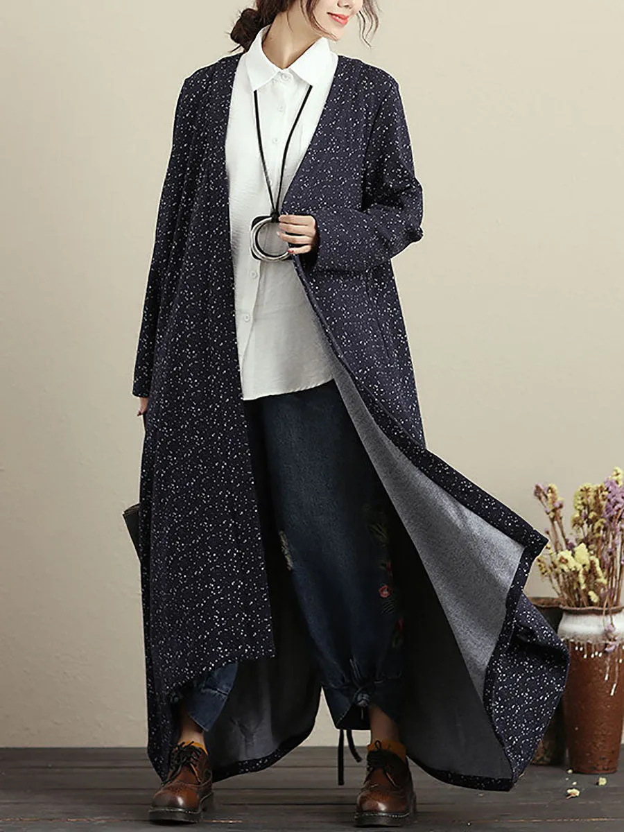 Cardigan Long Sleeves Blue Autumn Winter Coat For Women