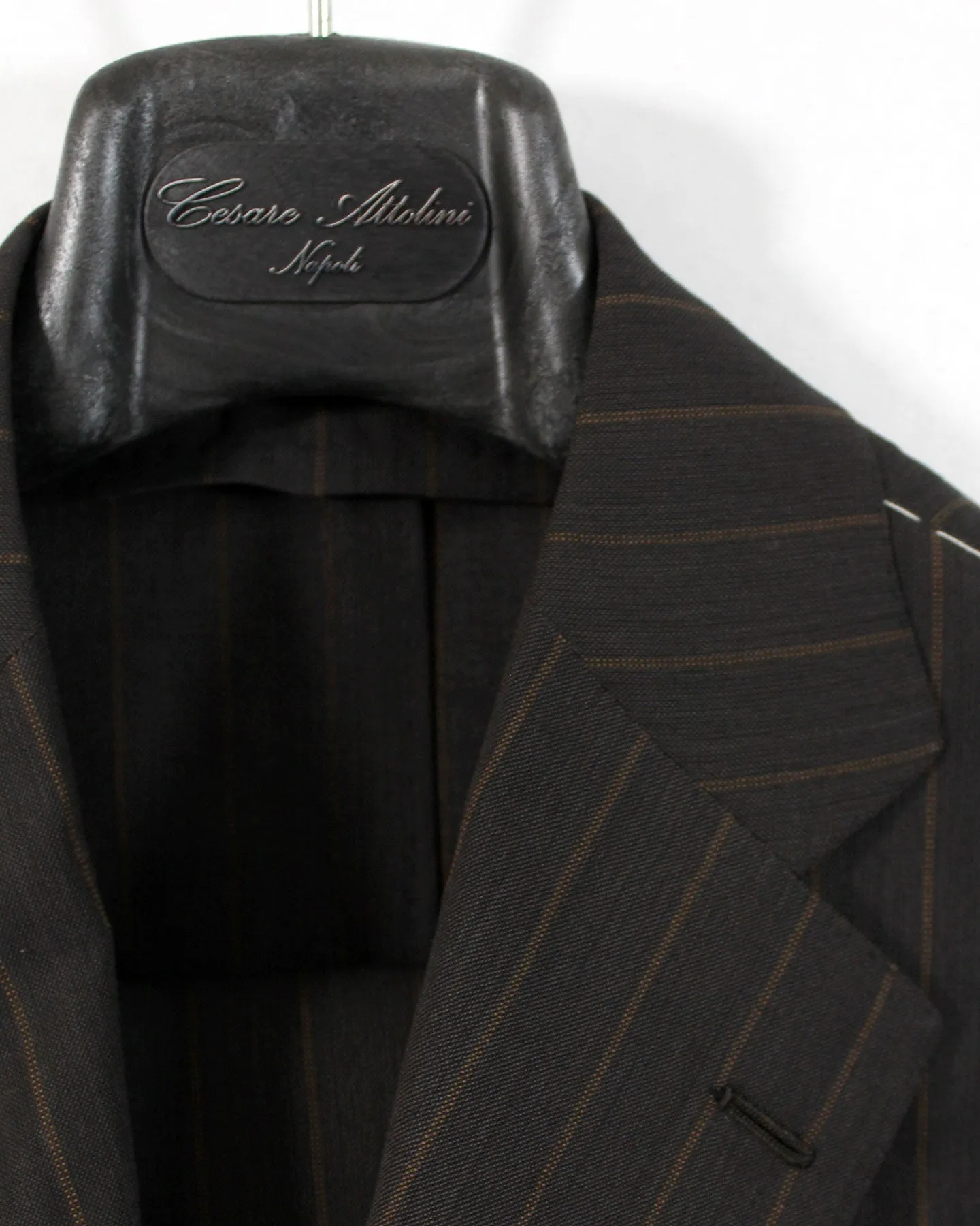 Cesare Attolini Suit Black Brown Stripes EU 54/ US 44