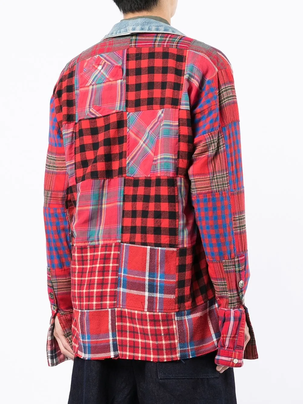 Checked Patchwork Wrap-Around Jacket