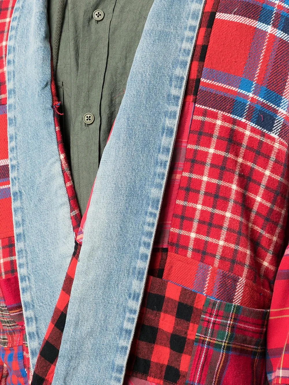 Checked Patchwork Wrap-Around Jacket