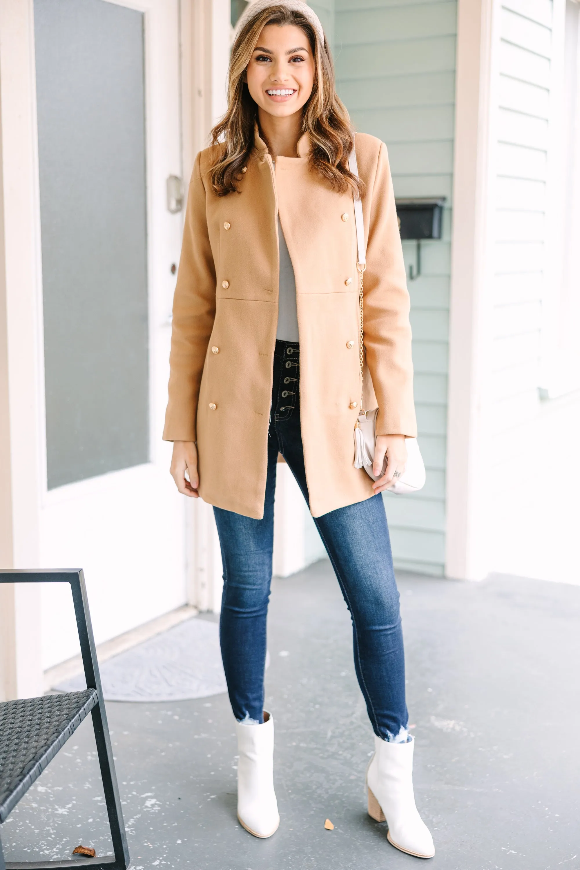 City Streets Camel Brown Coat