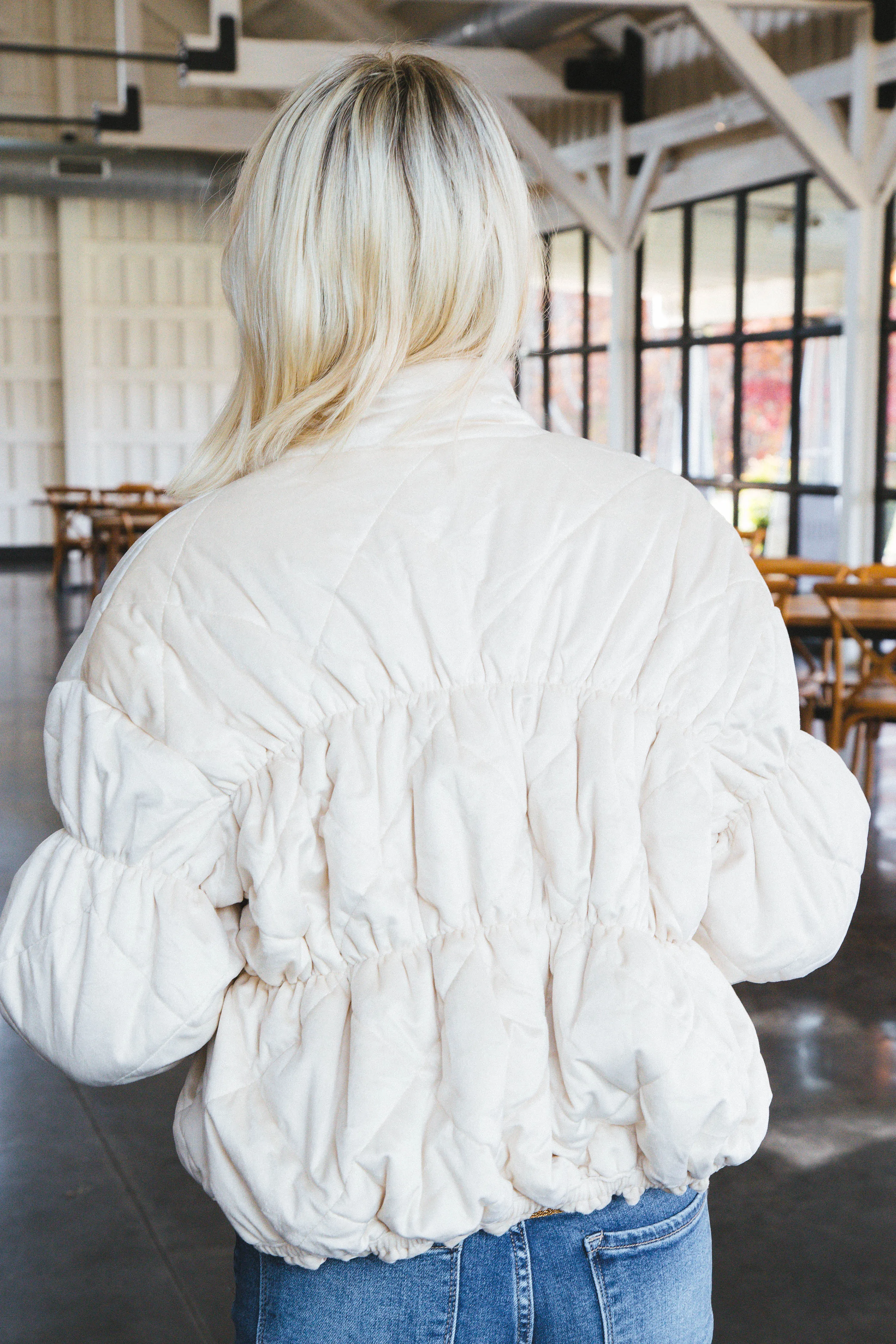 Cosmic Quilted Coat, Cream | Sadie & Sage