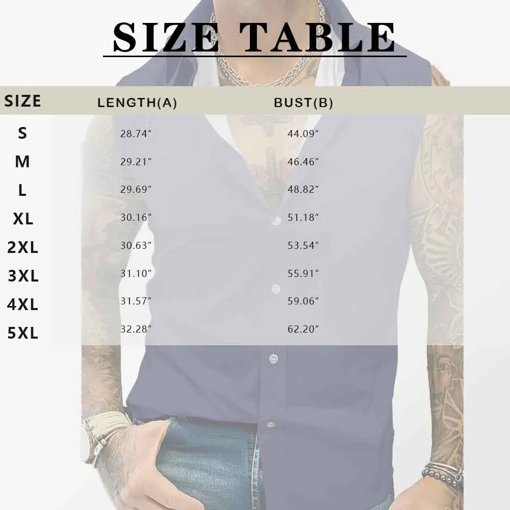 Custom Face Mens Sleeveless Button Down Shirts Summer Beach Basic Hawaiian Shirts Clothing