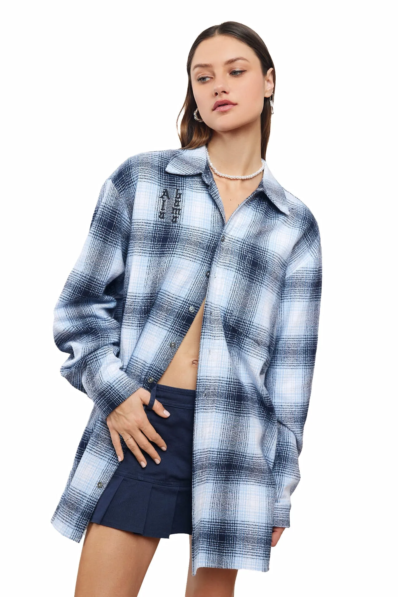 Custom Gothic Font Flannel Oversized Shacket