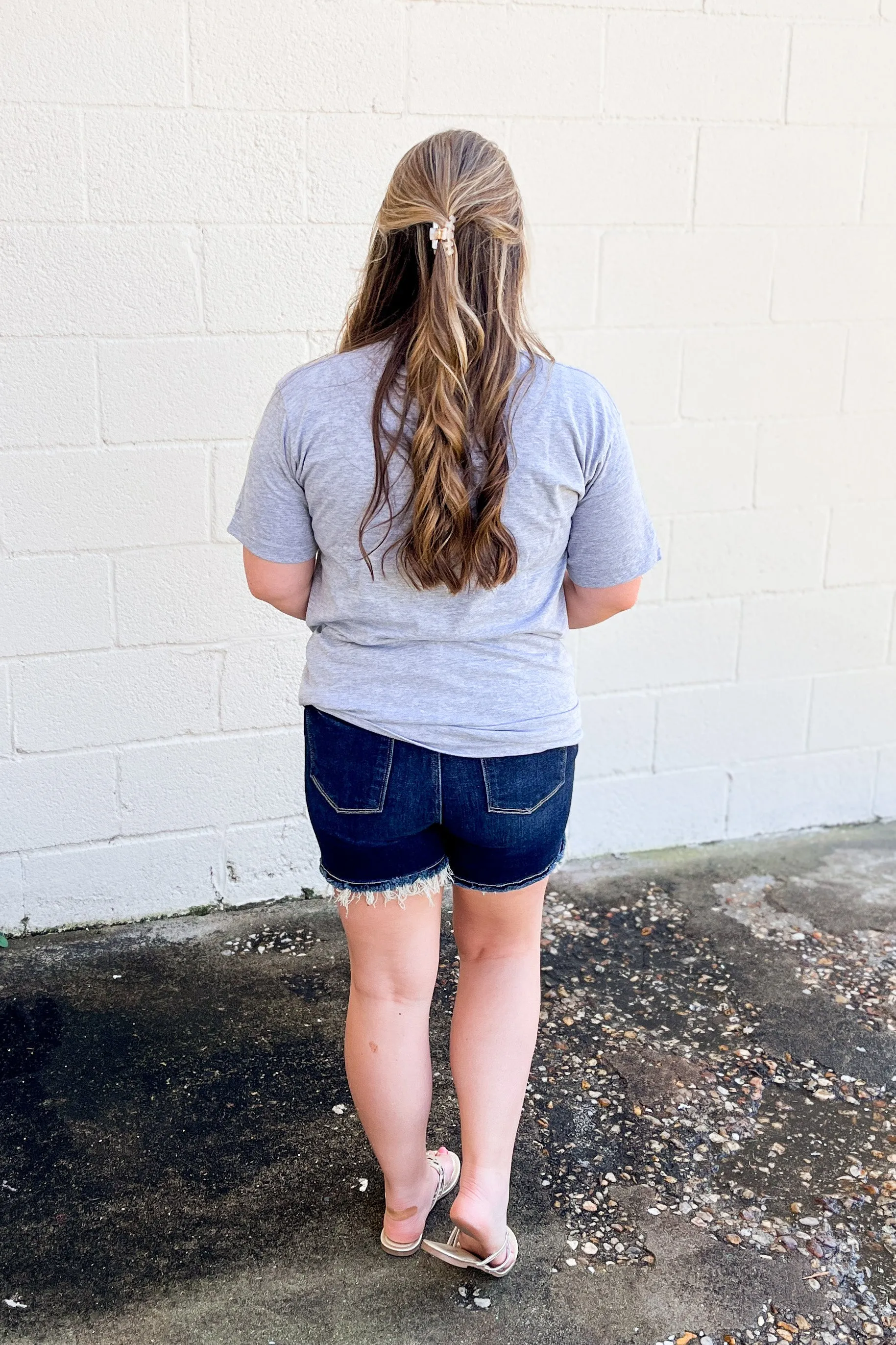 Distressed Baseball Heart Graphic Tee, Grey