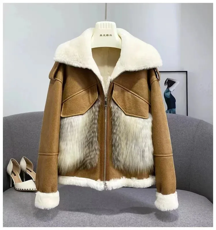 Double Face Sheep Shearling Genuine Leather Coat (2 colors)