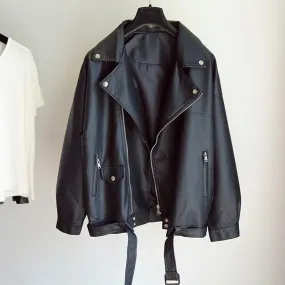 Faux Soft Leather Jacket with Belts