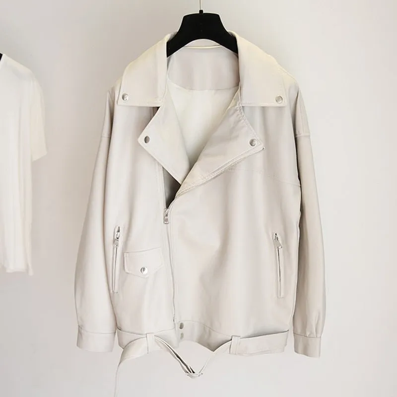 Faux Soft Leather Jacket with Belts