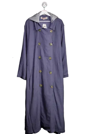 Free People Blue Charlie Trench Coat In Moonlight UK L