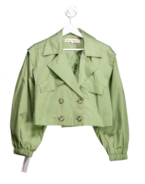 Free People Green Looking Glass Cropped Trench Coat UK XS