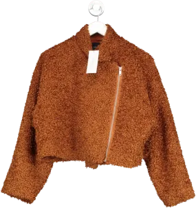 French Connection Iren Faux Fur Cropped Jacket In Glazed Ginger UK M