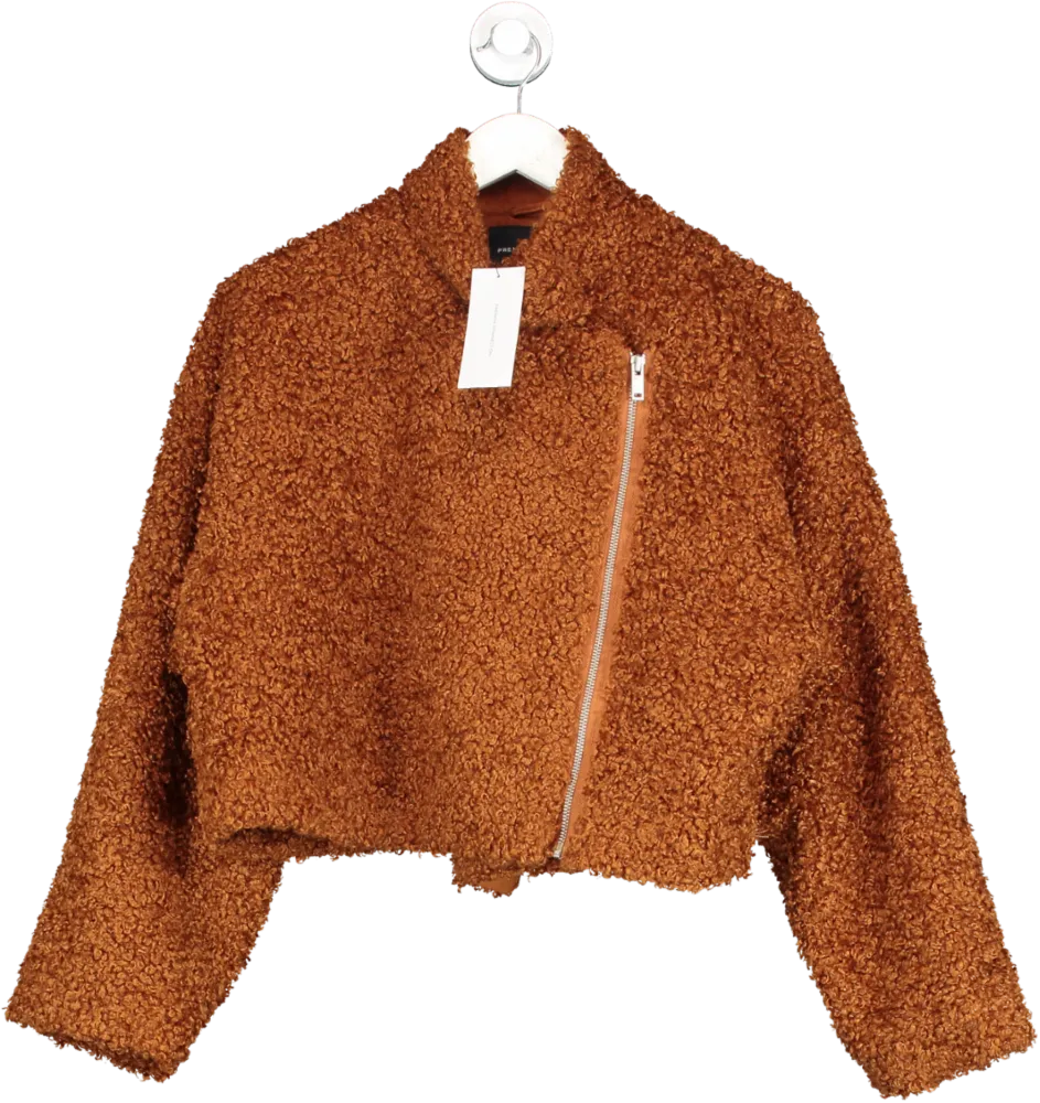 French Connection Iren Faux Fur Cropped Jacket In Glazed Ginger UK M