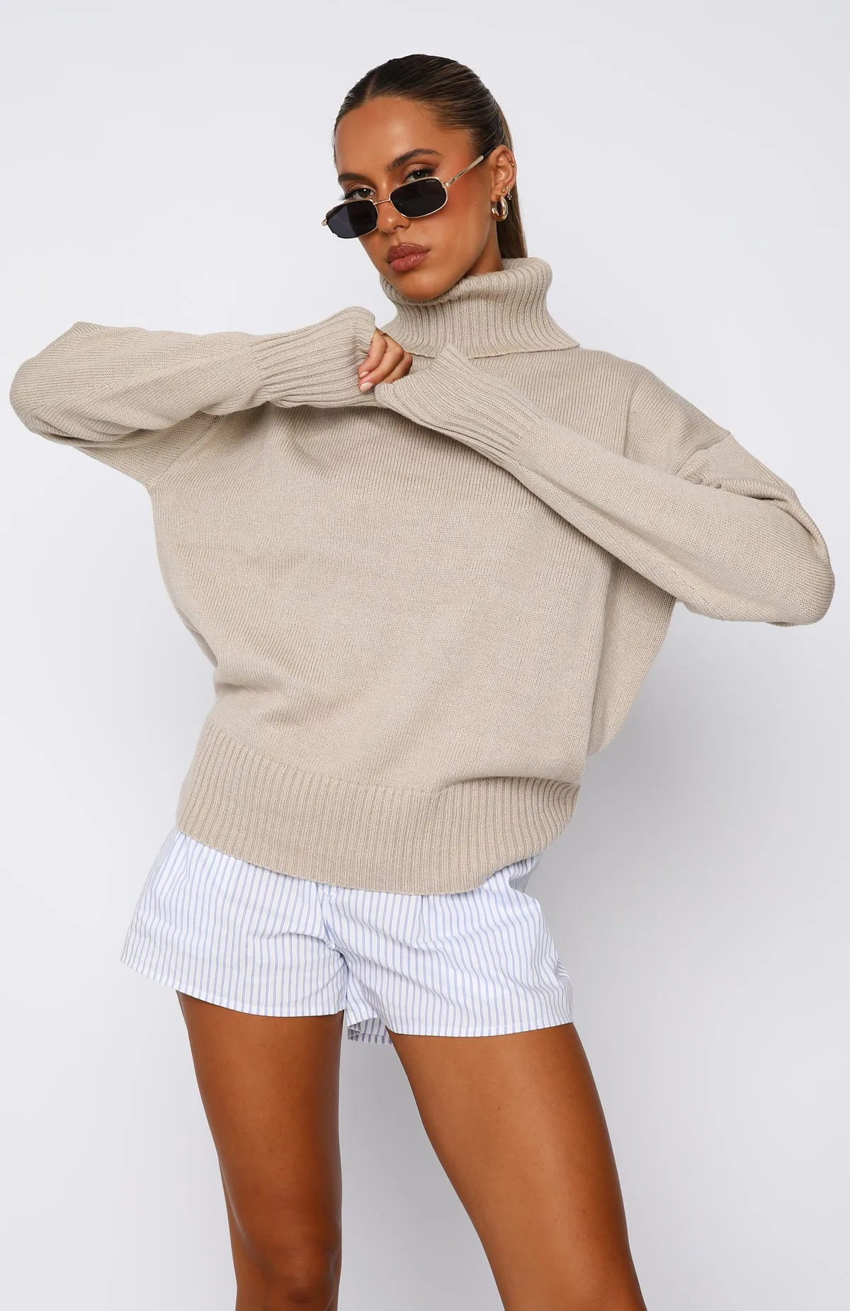 Frosty Mornings Knit Sweater Taupe