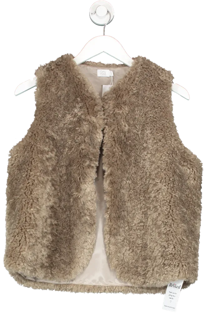 Gauhar Helsinki Luxe Brown Faux Fur Vest - UK XS/S, Stylish & Cozy Outerwear for Effortless Chic