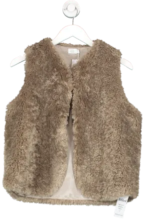 Gauhar Helsinki Luxe Brown Faux Fur Vest - UK XS/S, Stylish & Cozy Outerwear for Effortless Chic