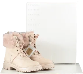 Geox Antique Rose Pink Iridea Faux Fur Trim Winter Boots Bnib UK 3 EU 36 👠