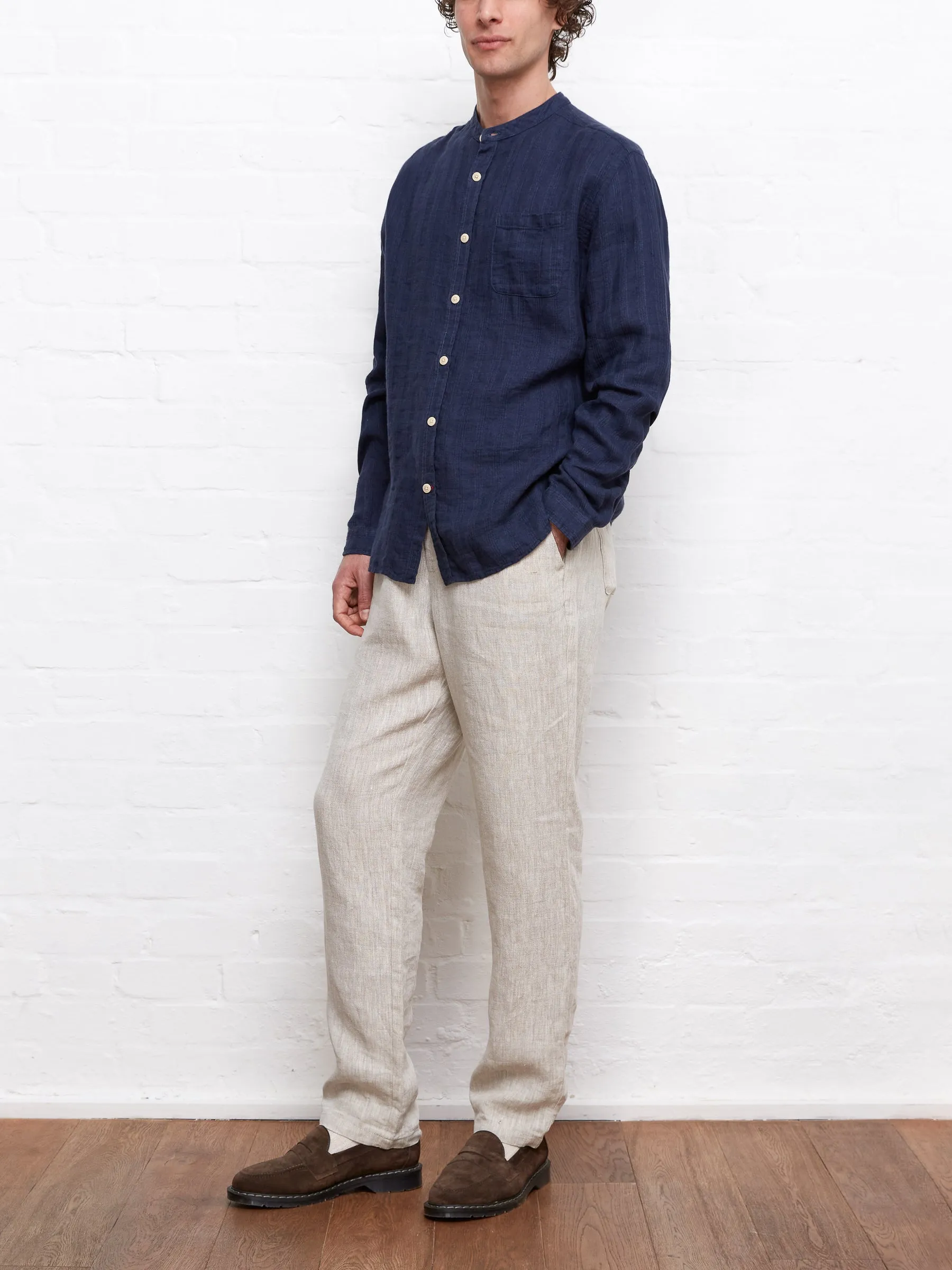 Grandad Shirt Arnold Navy