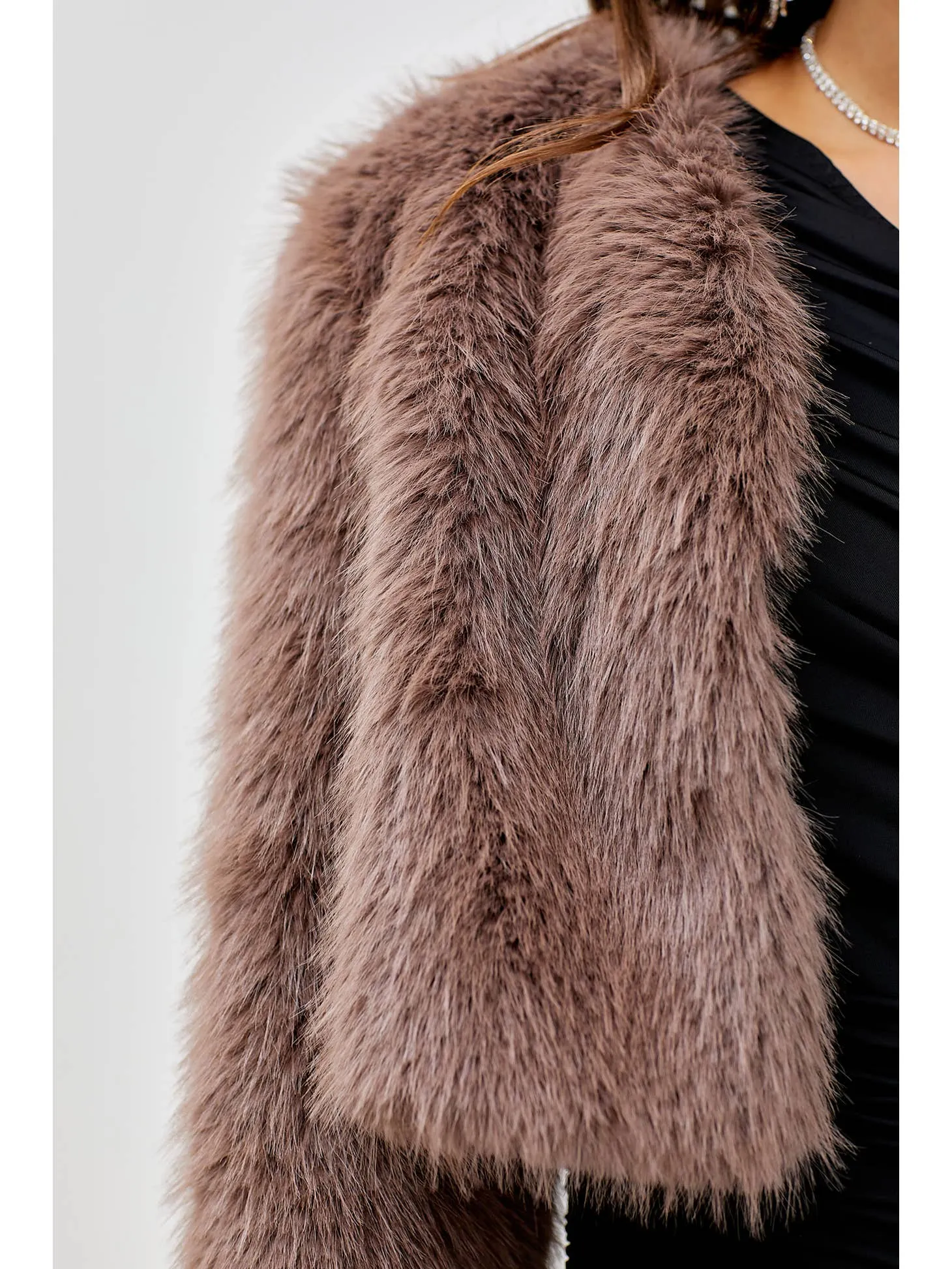 Hailey Faux Fur Jacket - Mocha