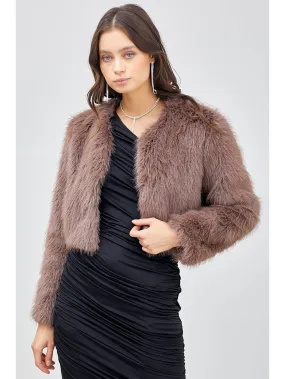 Hailey Faux Fur Jacket - Mocha