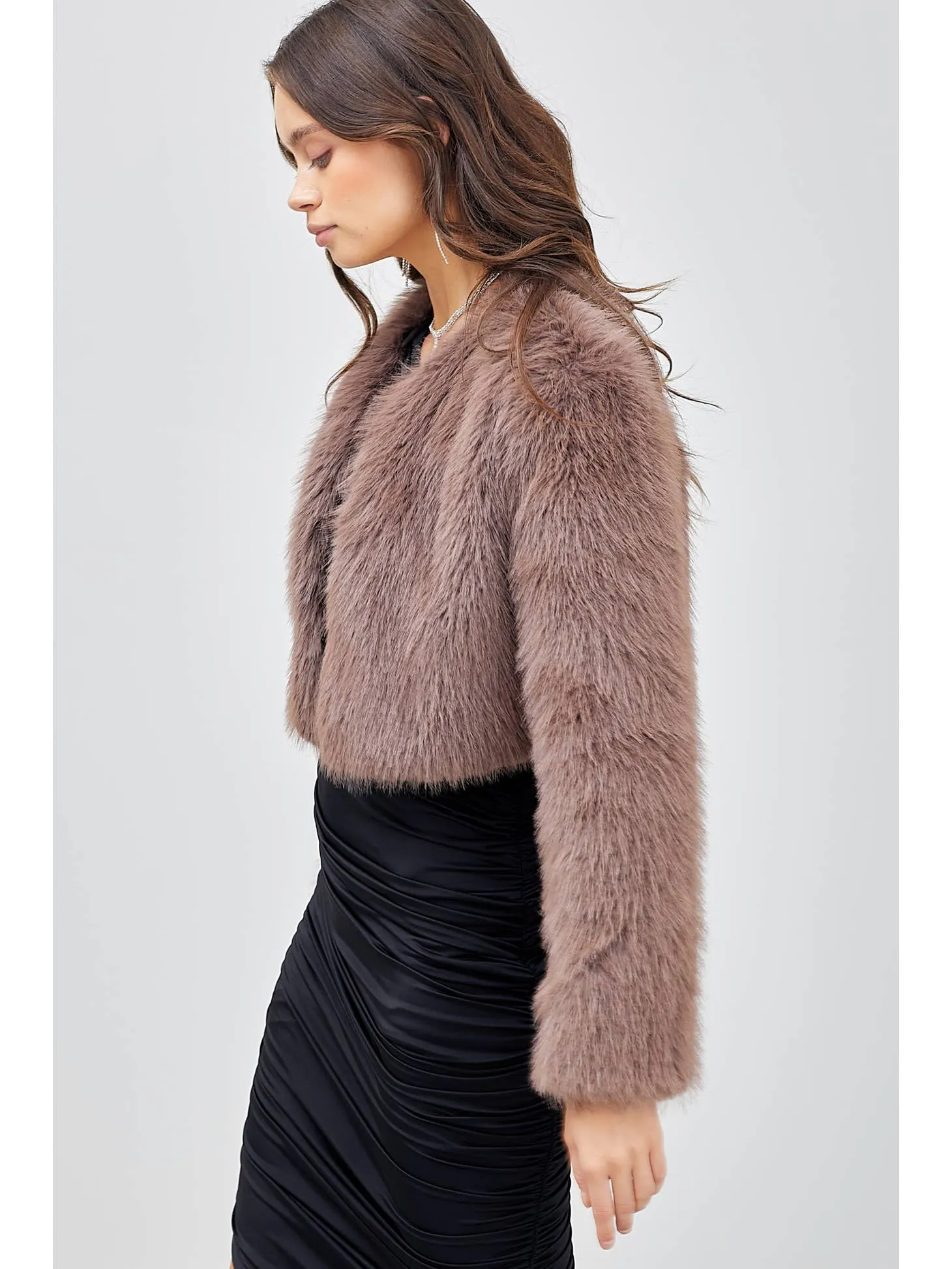 Hailey Faux Fur Jacket - Mocha