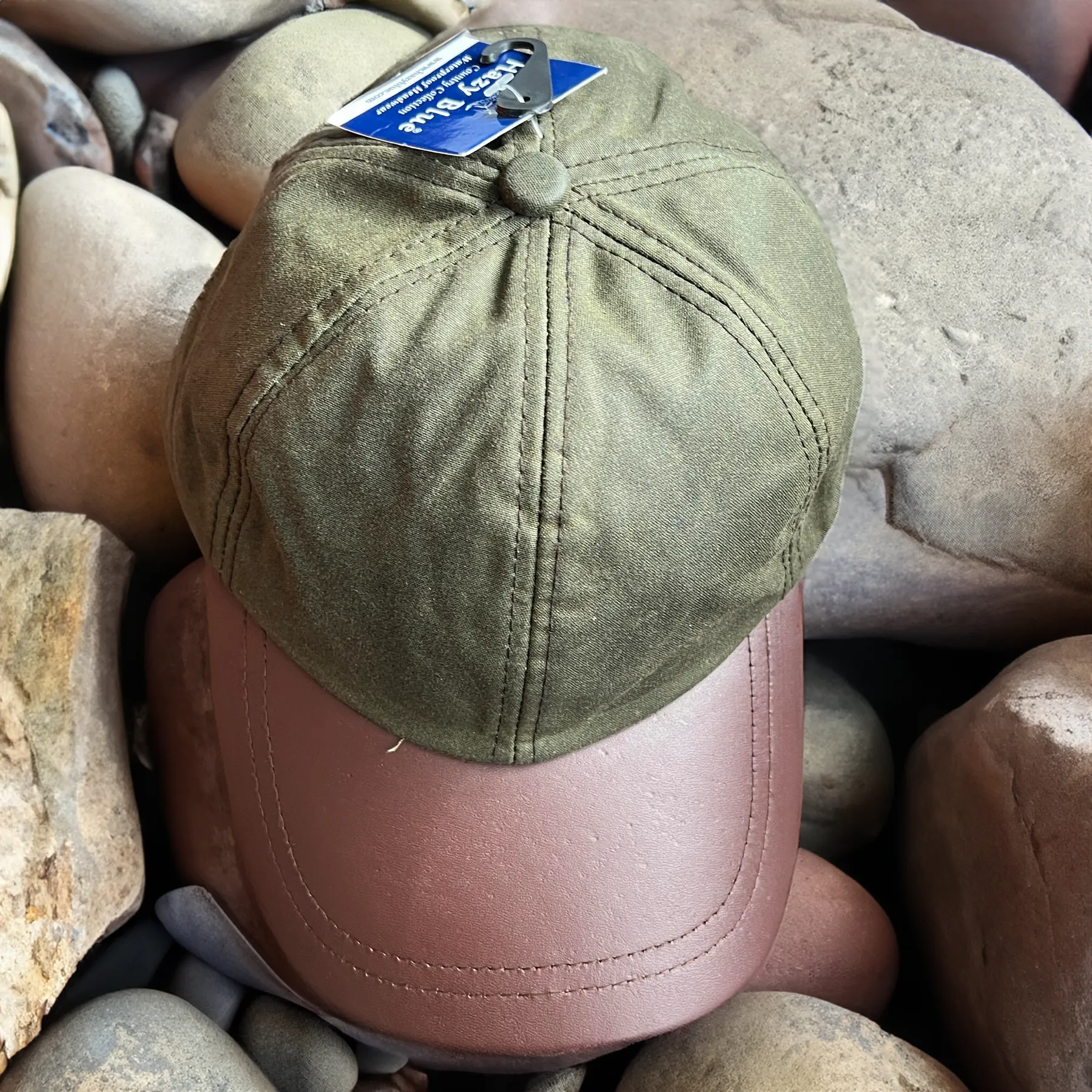 Hazy Blue Leather Peak Wax Waterproof Shooting Cap