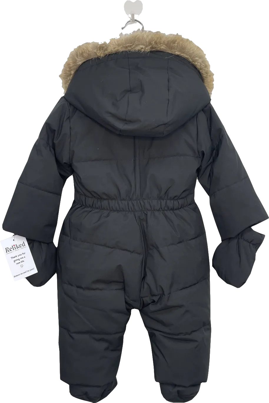 Holland Cooper Black / Gold Hg Logo Faux Fur Trim Hooded Snowsuit 12-18 Months