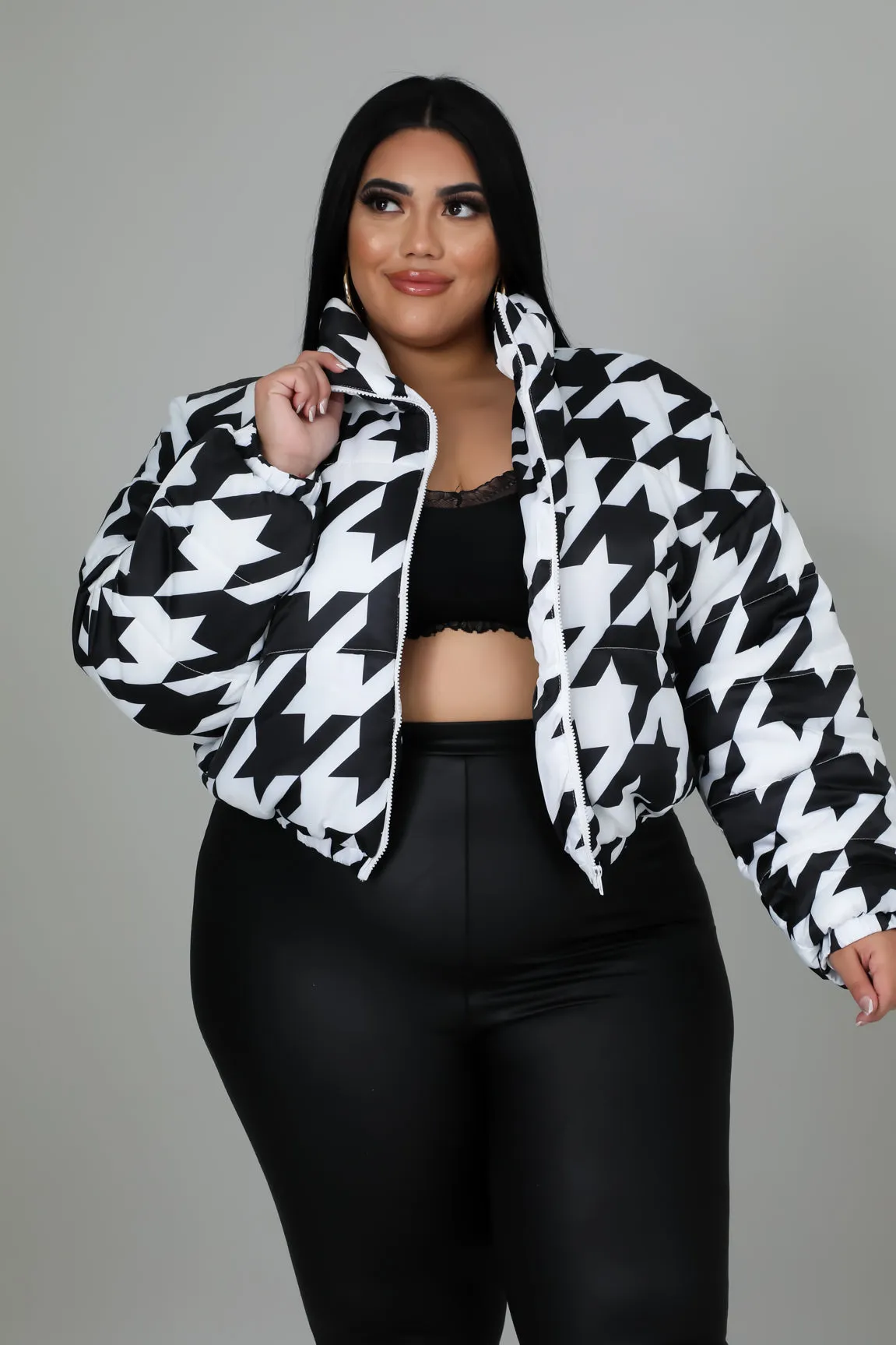 Hounds Tooth Bomber Jacket