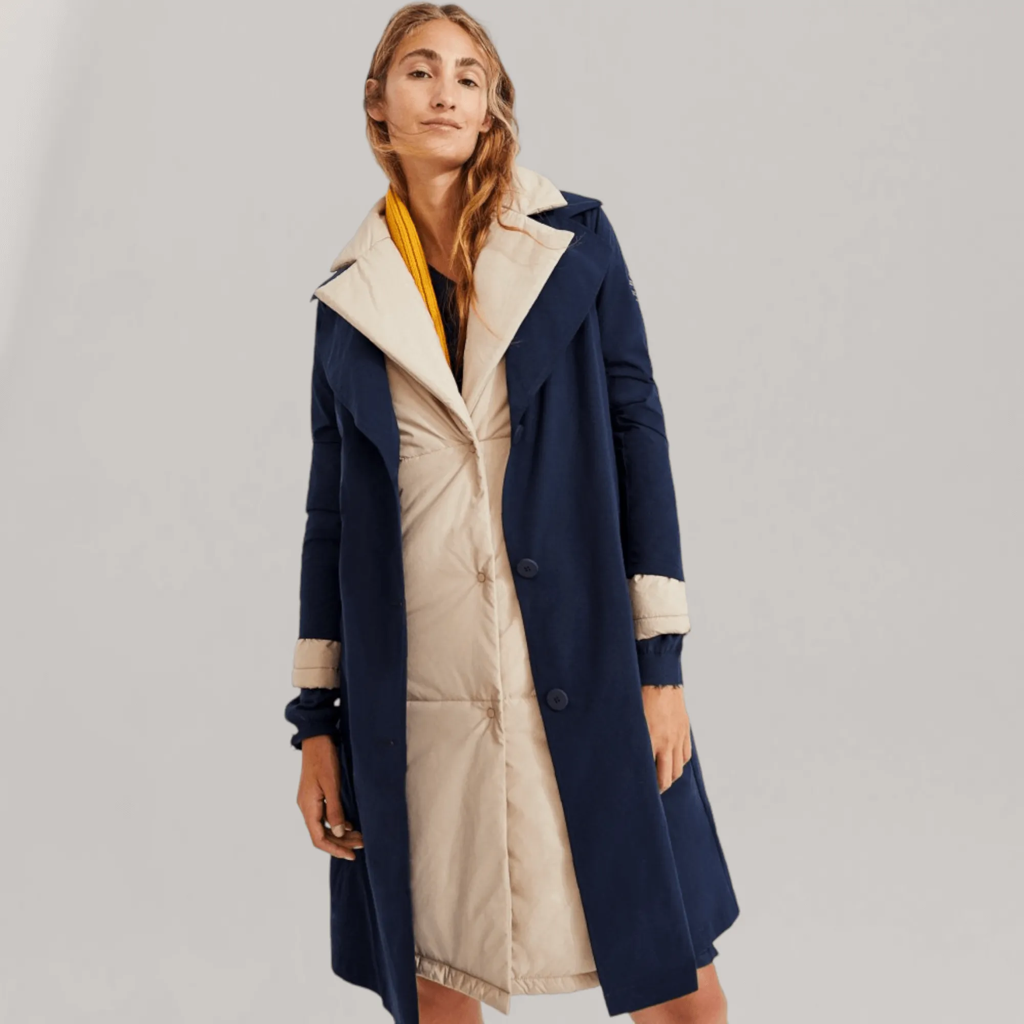 Isola 3 in 1 Vegan Down Trench Coat - Navy | Women's